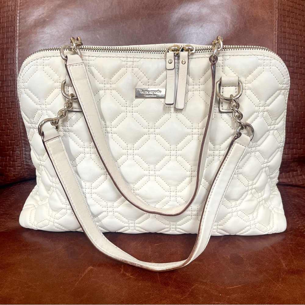 Kate Spade Astor Court Rachelle Quilted Satchel & Shoulder Bag In Creamy White - Picture 11 of 11